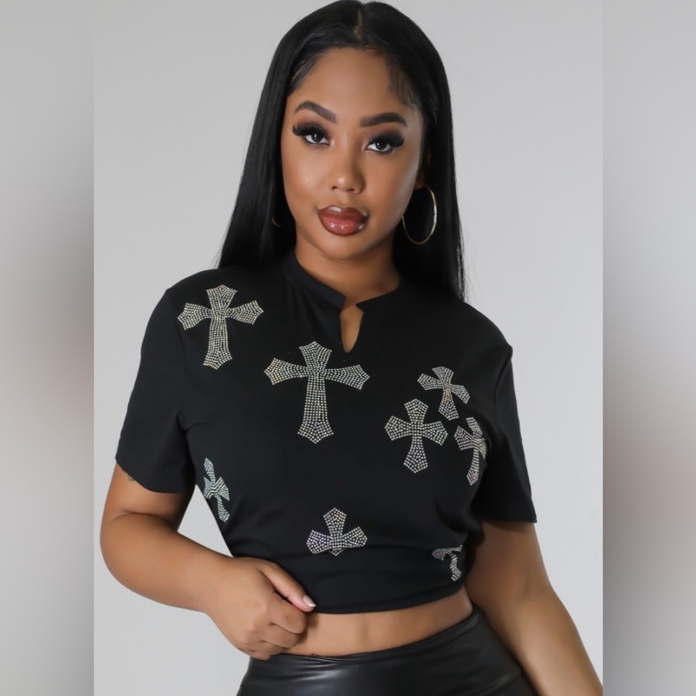 Rhinestone Cross Tshirt